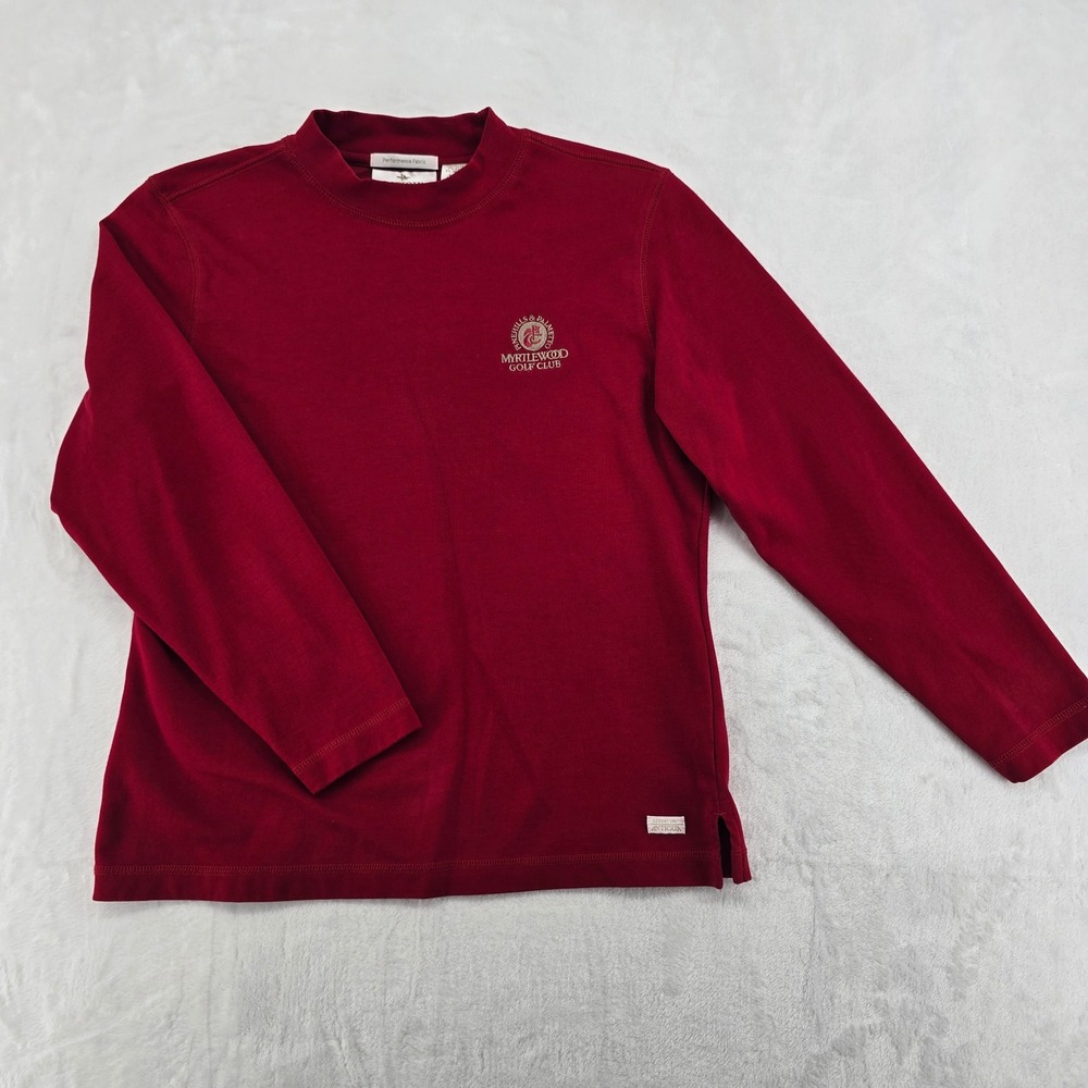 Antigua Mock Neck Womens M Top‎ Red Myrtlewood Golf Club Long Sleeve Performance